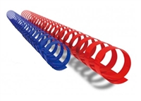 Plastspiral Acco 10 mm, 21 ringe, rød eller blå, 100/ks.